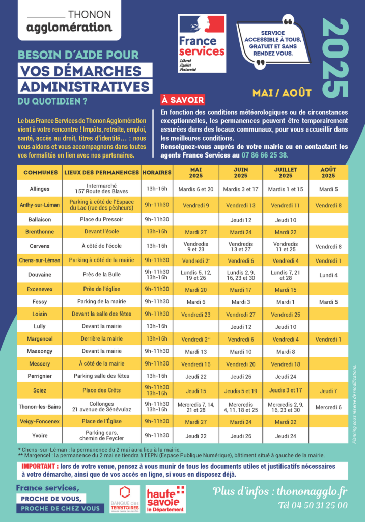 France Services planning Mai Aout